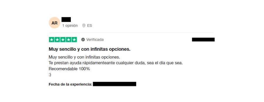 trustpilot reseñas reales ejemplo